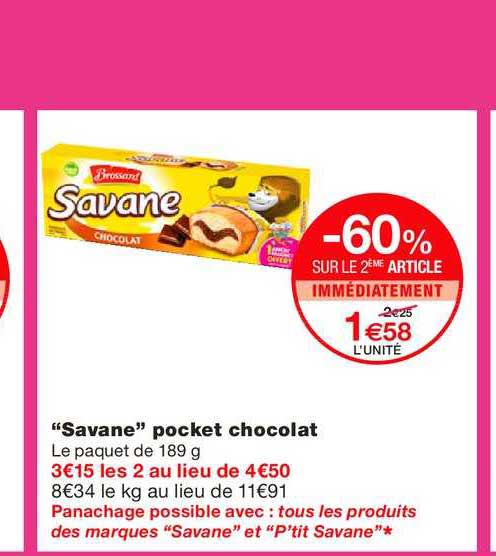 Savane Pocket Chocolat  -60% Sur Le 2e
