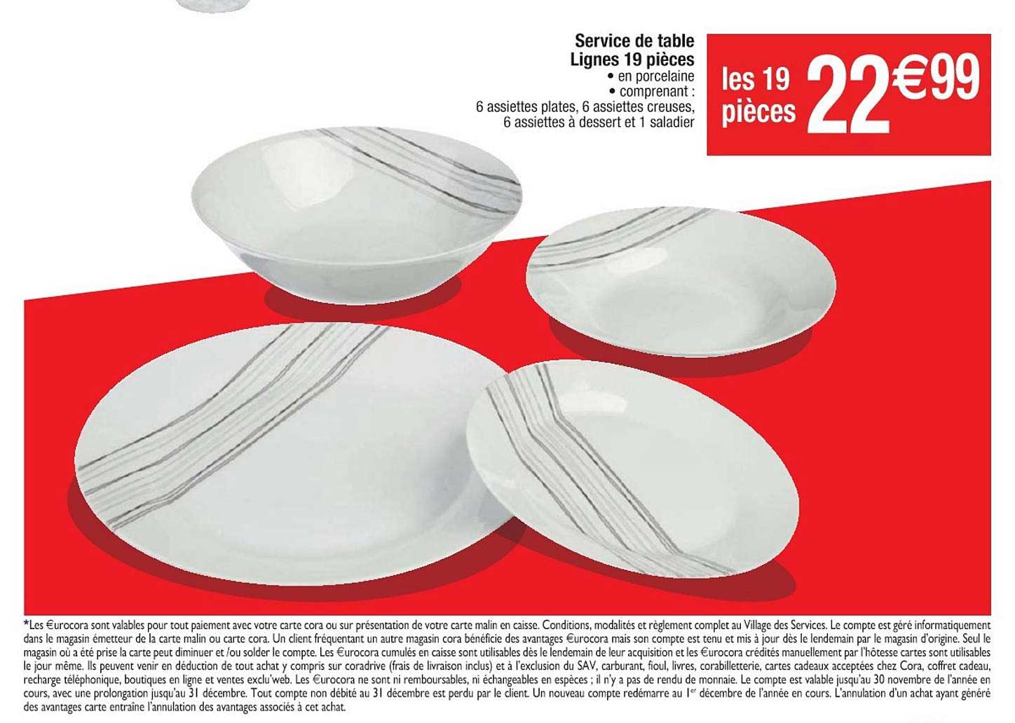 service de table lignes 19 pièces