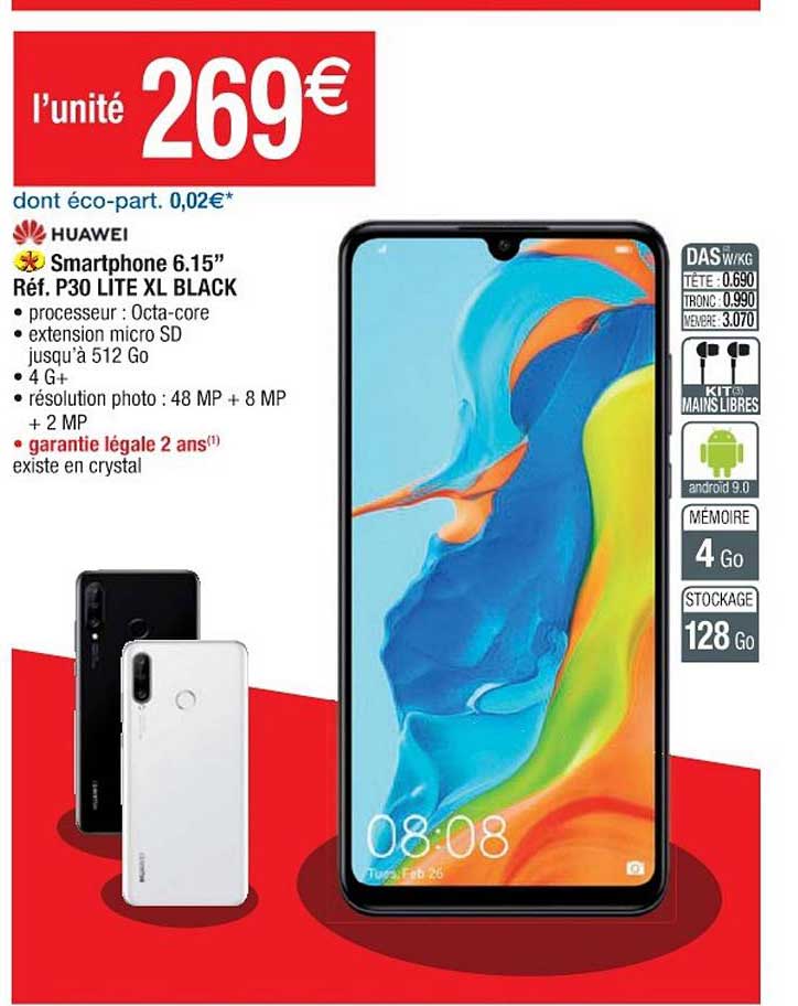 smartphone 6.15'' réf. p30 lite xl black huawei