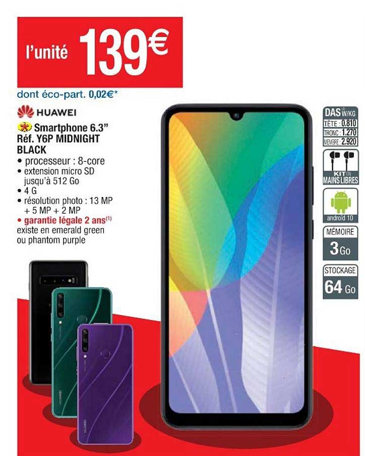 smartphone 6.3'' réf. y6p midnight black huawei