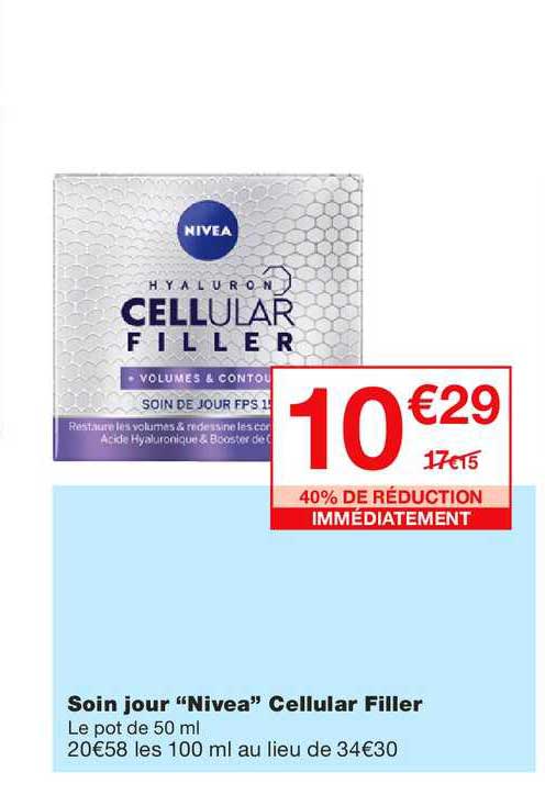 Soin Jour Nivea Cellular Filler  40% De Réduction Immédiatement