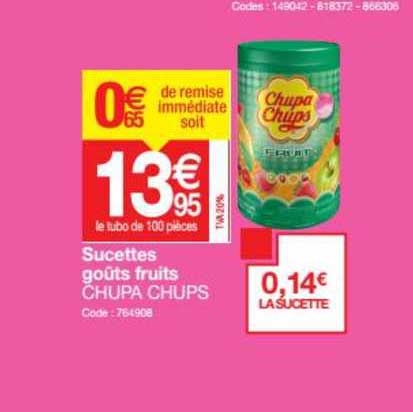sucettes goûts fruits chupa chups