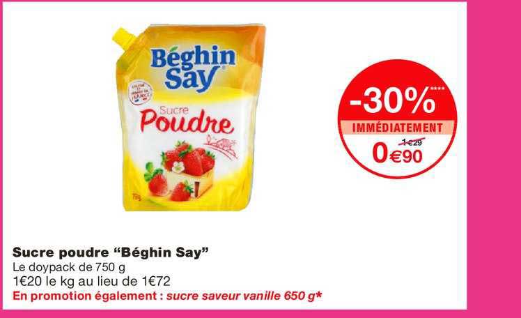 sucre poudre béghin say -30% immédiatement