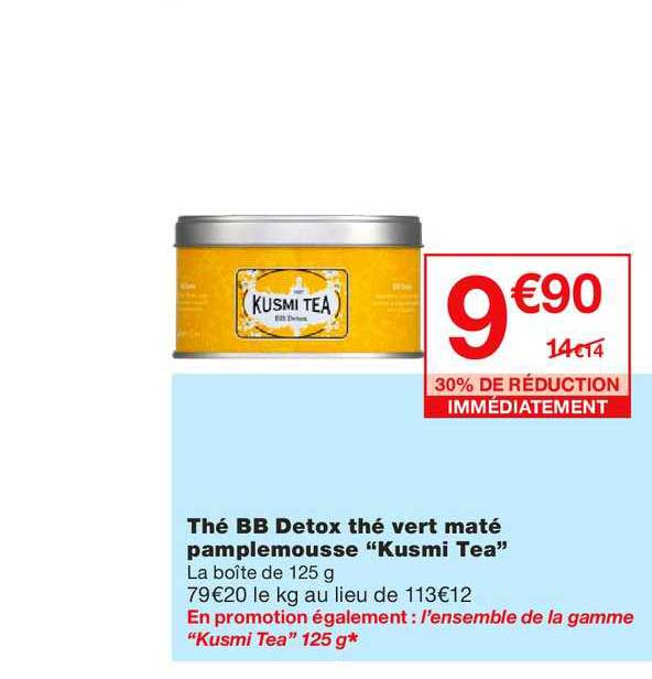thé bb detox thé vert maté kusmi tea 30% de réduction immédiatement
