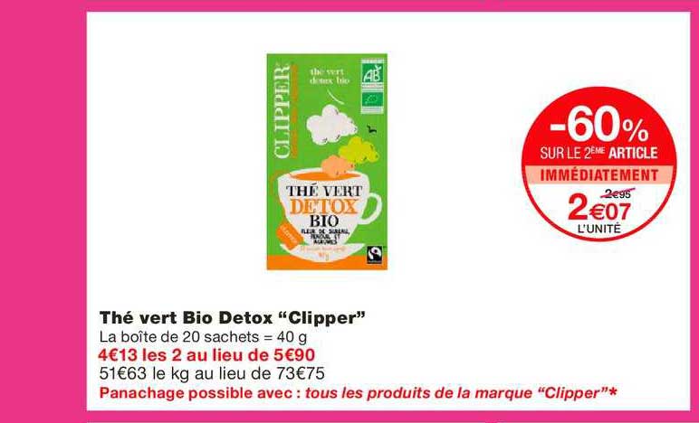Thé Vert Bio Detox Clipper  -60% Sur Le 2e