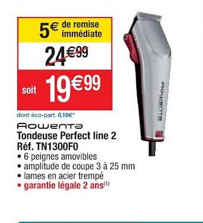 tondeuse perfect line 2 réf. tn1300fo rowenta