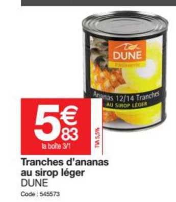 tranches d'ananas au sirop léger dune