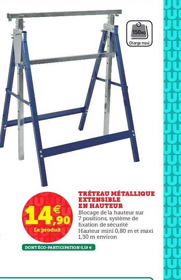 tréteau métallique extensible en hauteur