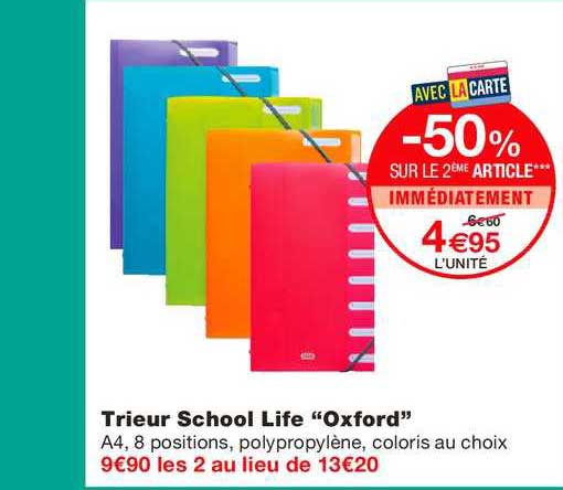 Trieur School Life Oxford -50% Sur Le 2e