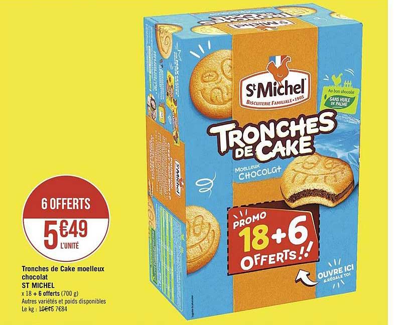 Tronches De Cake Moelleux Chocolat St  Michel