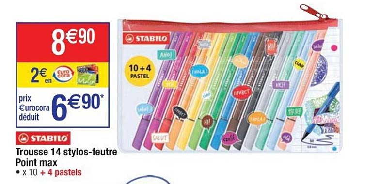 trousse 14 stylos feutre point max stabilo