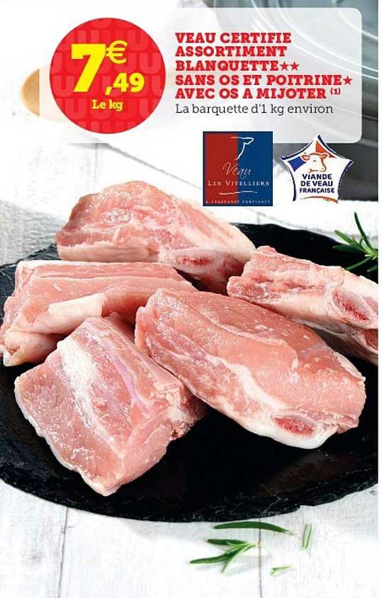 Veau Certifié Assortiment Blanquette Sans Os Et Poitrine Avec Os à Mijoter Veau Les Vitelliers Viande De Veau Français