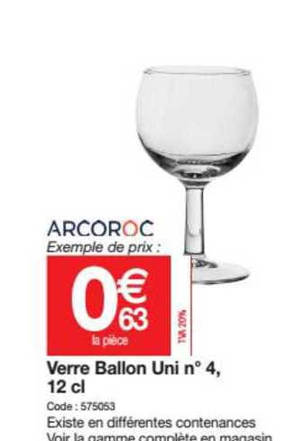 verre ballon uni n° 4 12 cl arcoroc