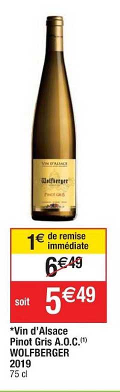vin d'alsace pinot gris a.o.c. wolfberger 2019