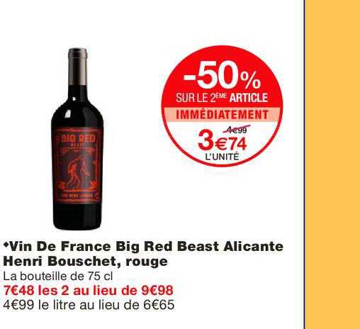 vin de france big red beast alicante henri bouschet rouge