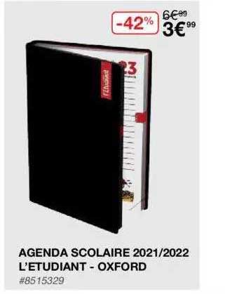 Agenda Scolaire 2121-2022 L'étudiant - Oxford