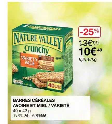 barres céréales avoine et miel - variété