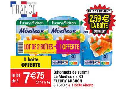 bâtonnets de surimi le moelleux x30 fleury michon