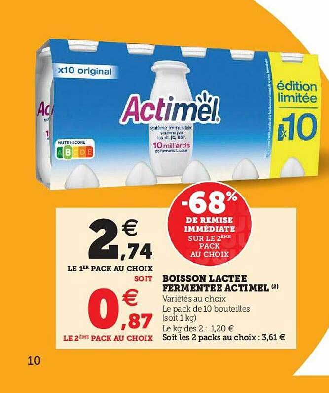 boisson lactée fermentée actimel