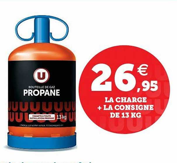 bouteille de gaz propane : la charge + la consigne de 13 kg