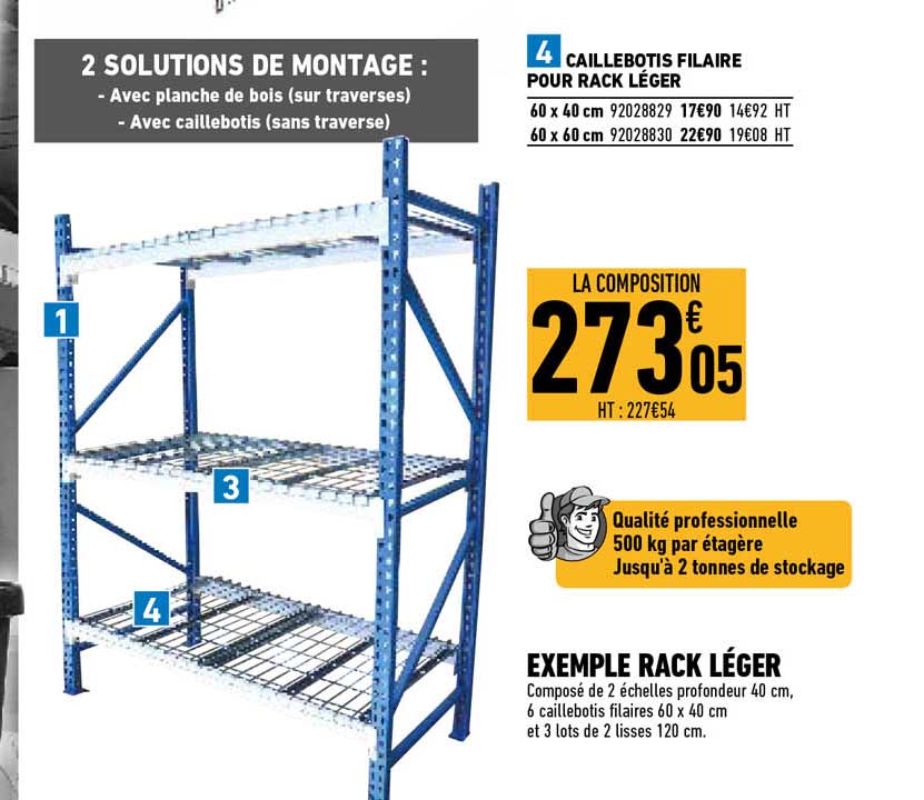 caillebotis filaire pour rack léger