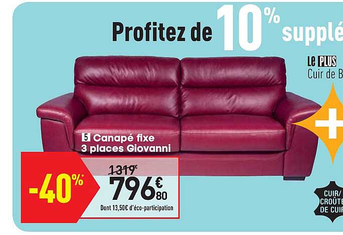 canapé fixe 3 places giovanni