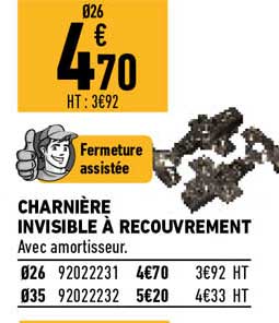 charnière invisible à recouvrement