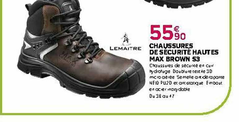 chaussures de sécurité hautes max brown s3 lemaitre