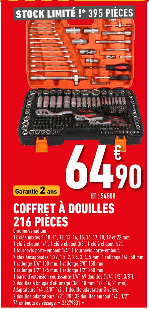 Coffret à Douilles 216 Pièces