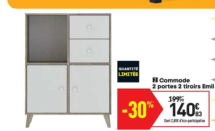 commode 2 portes 2 tiroirs emil