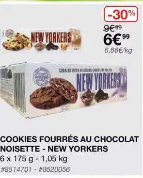 cookies fourrés au chocolat noisette - new yorkers