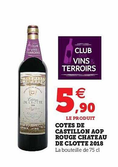côtes de castillon aop rouge chateau de clotte 2018