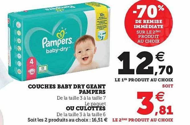 Couches Baby Dry Géant Pampers Ou Culottes