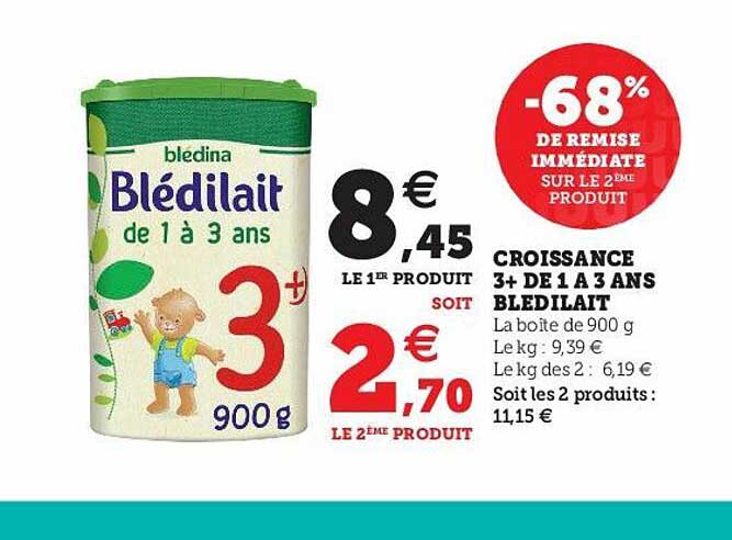 croissance 3+ de 1 à 3 ans blédilait