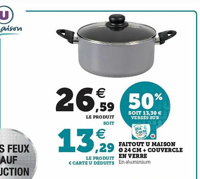 Faitout U Maison 24 Cm + Couvercle En Verre