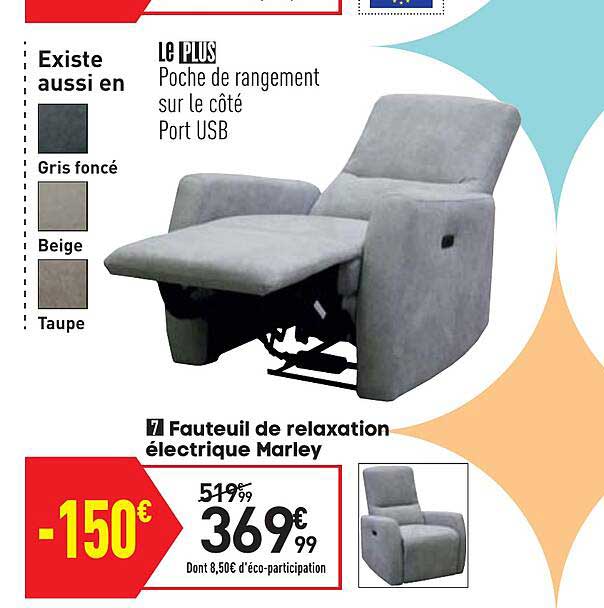 fauteuil de relaxation électrique marley