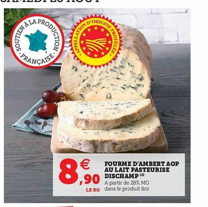 fourme d'ambert aop au lait pasteurisé dischamp