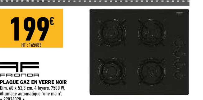 frionor plaque gaz en verre noir