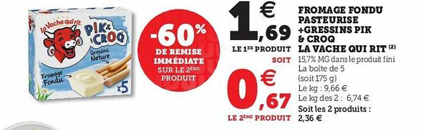 fromage fondu pasteurisé + gressins pik & croq la vache qui rit