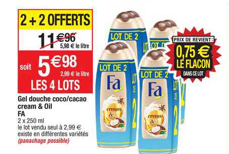 gel douche coco-cacao cream & oil fa