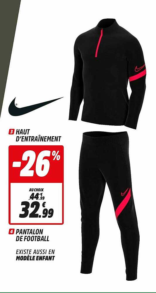 haut d'entraînement, pantalon de football nike