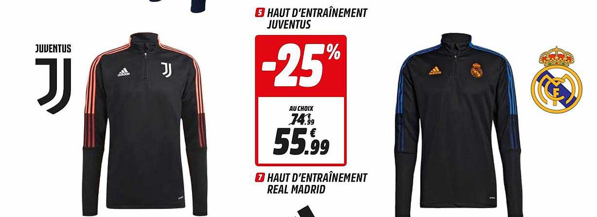 haut d'entraînement juventus, haut d'entraînement real madrid