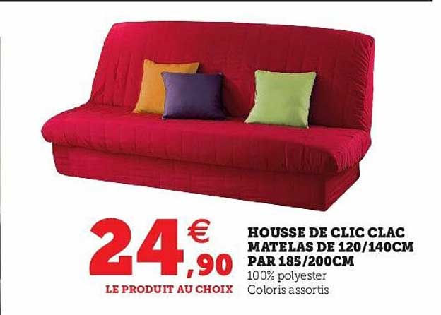 housse de clic clac matelas de 120 - 140 cm par 185 - 200 cm