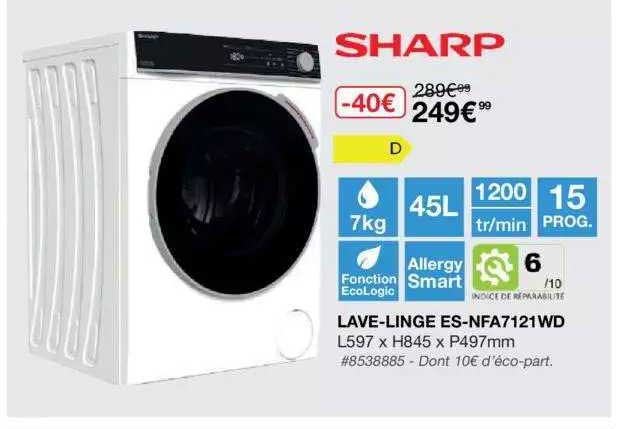 lave-linge es-nfa7121wd sharp