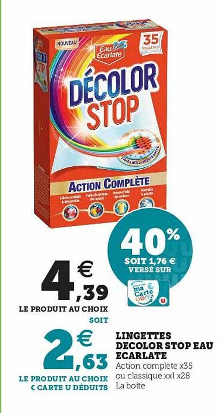 lingettes décolor stop eau écarlate
