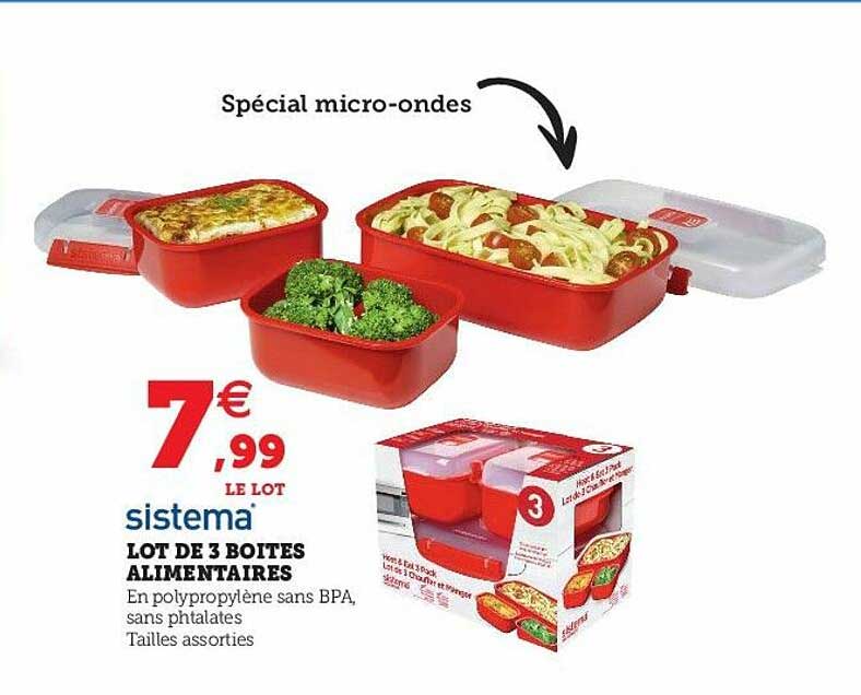 lot de 3 boîtes alimentaires sistema