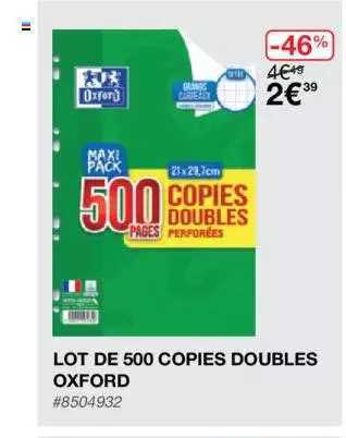 Lot De 500 Copies Doubles Oxford