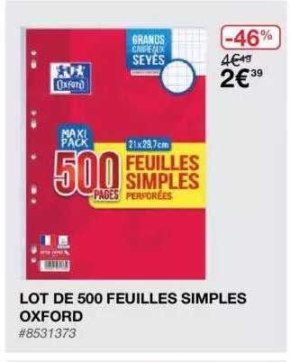 Lot De 500 Feuilles Simples Oxford