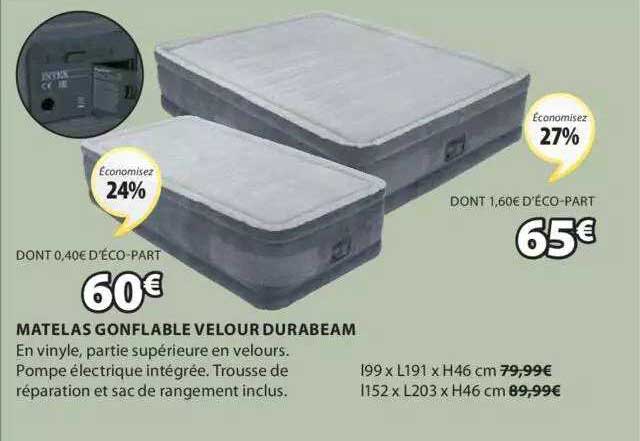 matelas gonflable velour durabeam
