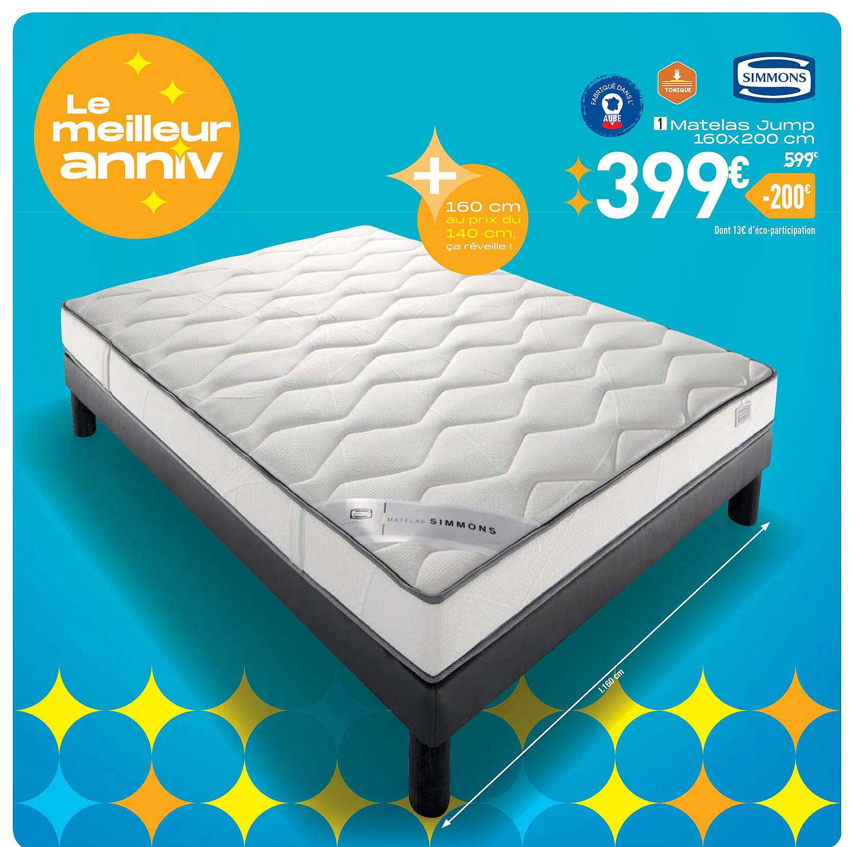 matelas jump 160 x 200 cm simmons
